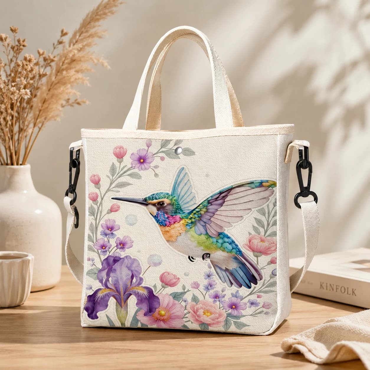 Sac à main blanc floral
